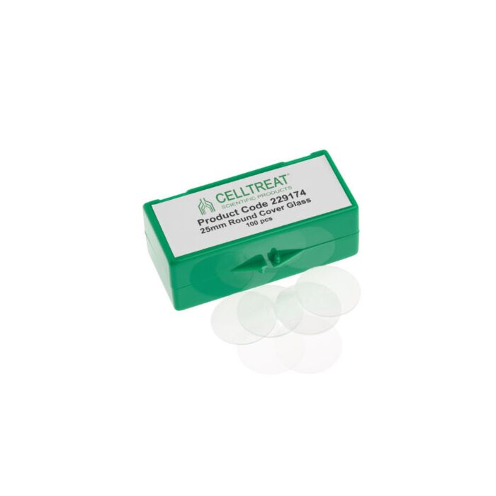 Celltreat 229174 25mm Round Cover Glass, Fits 6 Well Plate, Sterile