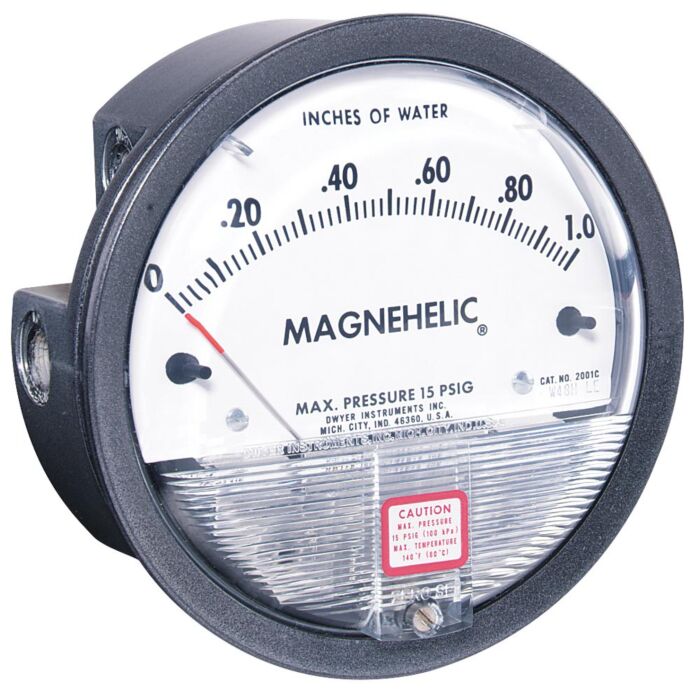 Dwyer 2002 Differential Pressure Gage, 0-2.0"w.c.