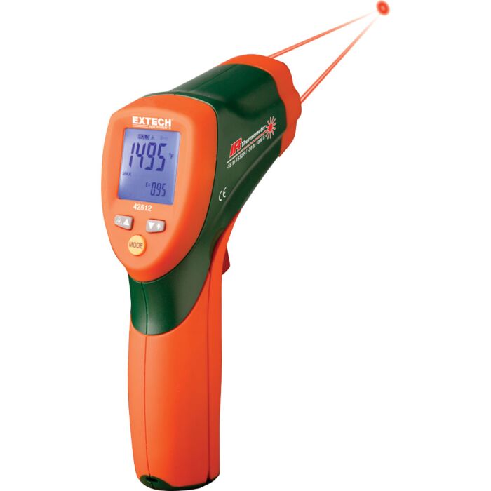 Extech 42512 IR Thermometer, 30:1, Dual Laser
