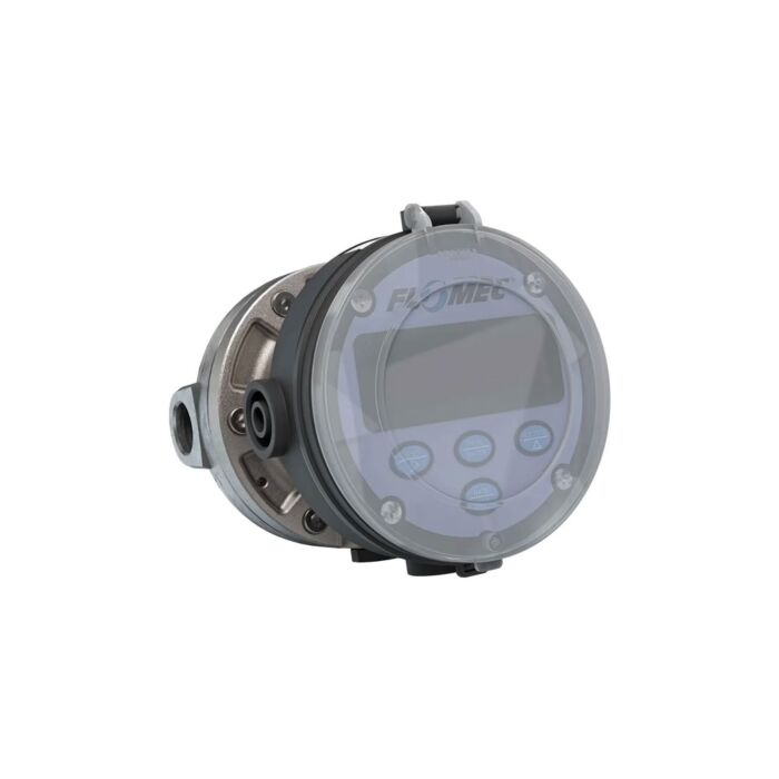 FLOMEC OM015S001-822R5G 1/2" Oval Gear Stainless Steel NPT Flow Meter, RT14 Transmitter with Built-In Digital Display