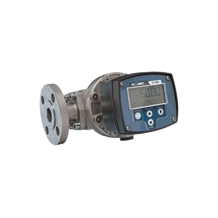 FLOMEC OM025S001-846R7G 1" Oval Gear Stainless Steel #150 ANSI Flange Flow Meter, RT40 Transmitter with Built-In Digital Display