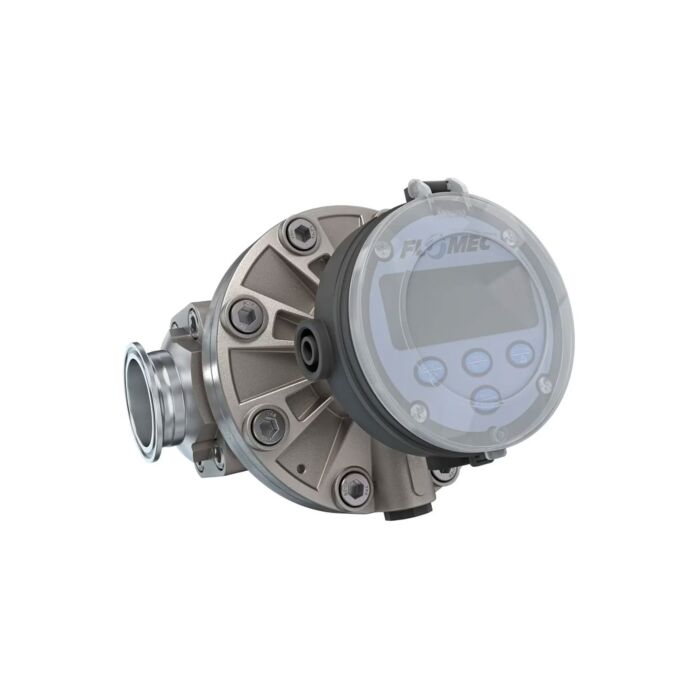 FLOMEC OM040S001-832R5G 1-1/2" Oval Gear Stainless Steel Tri-Clamp Flow Meter, RT14 Transmitter with Built-In Digital Display
