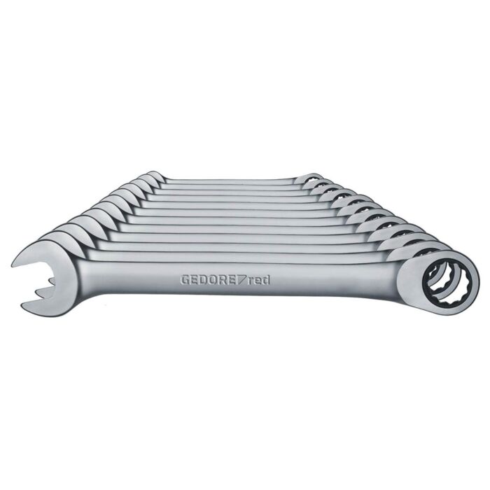 Gedore Red R07105012 Combination Ratchet Wrench Set 8 to 19mm, Not Reversible