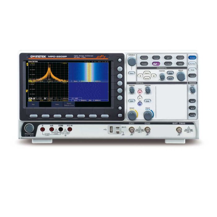 
GW Instek MPO-2202P 200MHz, 2 Channel Digital Storage Oscilloscope with SA, AWG, Digital Multimeter and Power Supply

