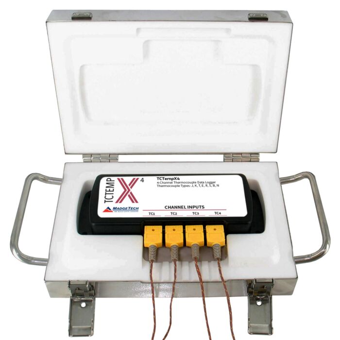 MadgeTech THERMOVAULTX4 4-Ch, Oven Temp Recorder, 72" type K,USB-A to micro USB cable