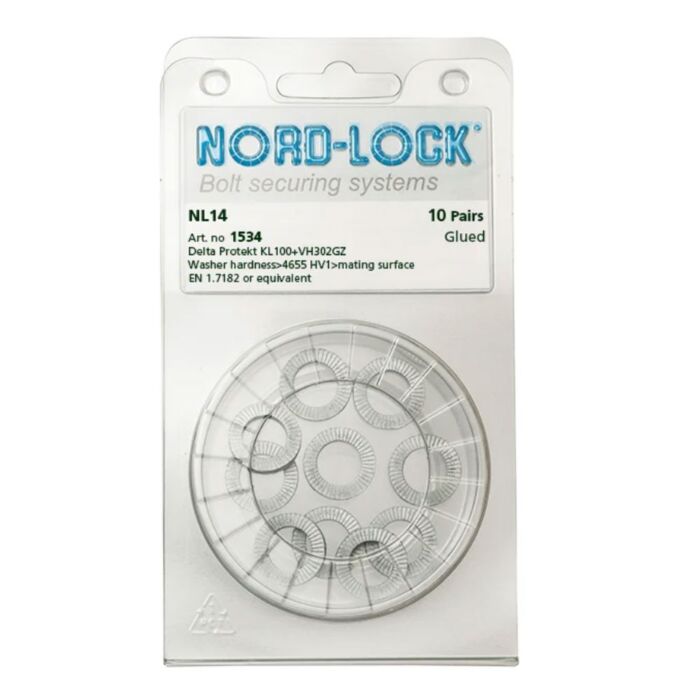 NORD-LOCK NL14 Wedge Locking Washers, 9/16"(M14),ID 3/5
