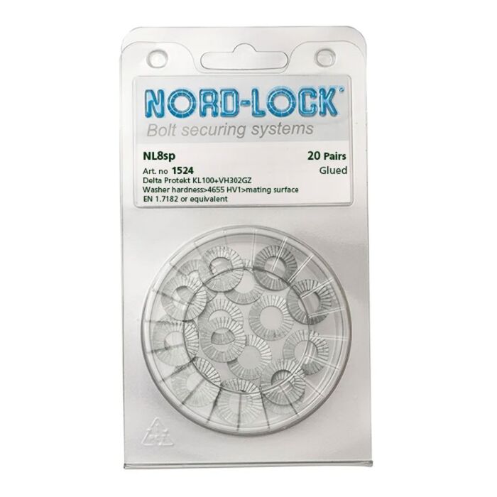 NORD-LOCK NL8SP Wedge Locking Washers, 5/16"(M8), ID 0.34