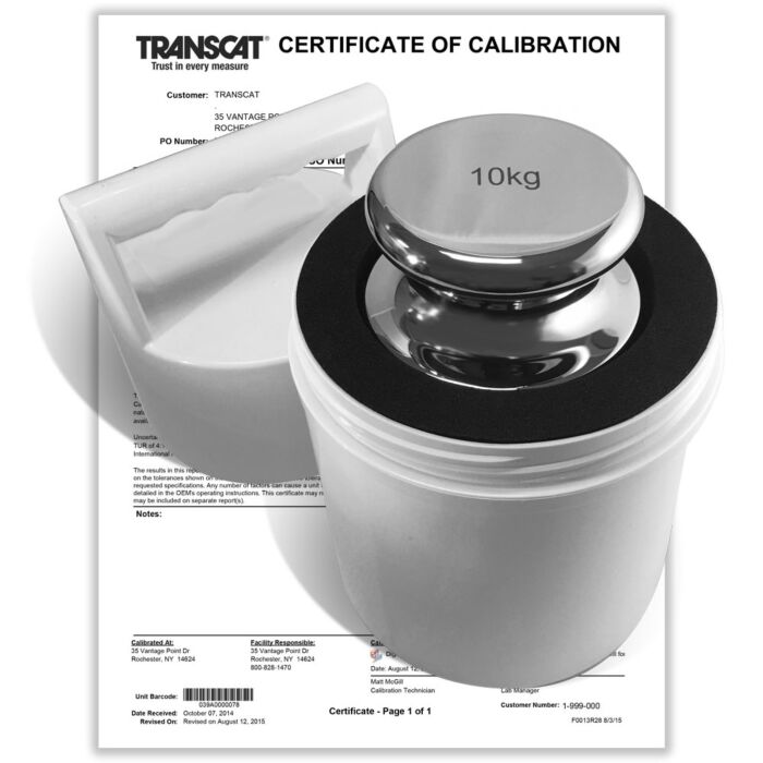 PROCISION 10kg Weight, 304 SS, OIML F1 Accuracy +/- 50 mg, with Calibration Certificate