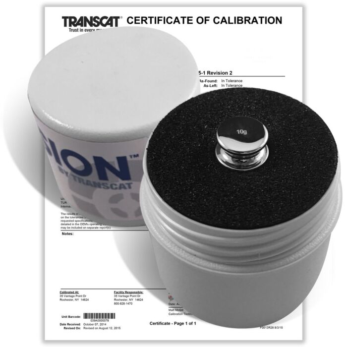 PROCISION 10g Weight, 304 SS, OIML F2 Accuracy +/- 0.6 mg, with Calibration Certificate
