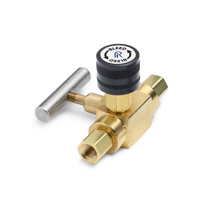 Ralston Instruments QTHA-BLB0-1F-1F Block & Bleed Valve-1/8" NPTF Inlet x 1/8" NPTF Outlet, Brass