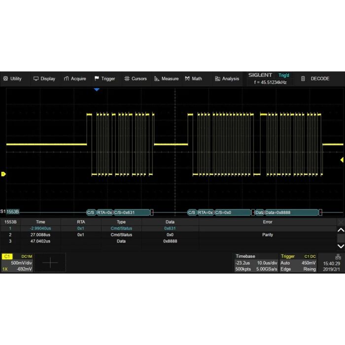 Siglent SDS6000L-1553B MIL-STD-1553B trigger & decode (software)