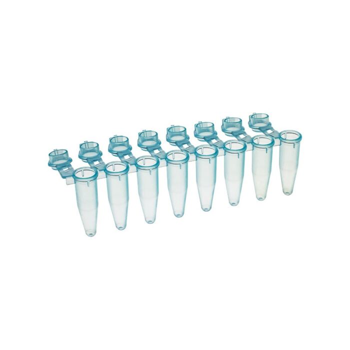 Simport T320-3B 8 x 0.2ml attached dome cap - blue