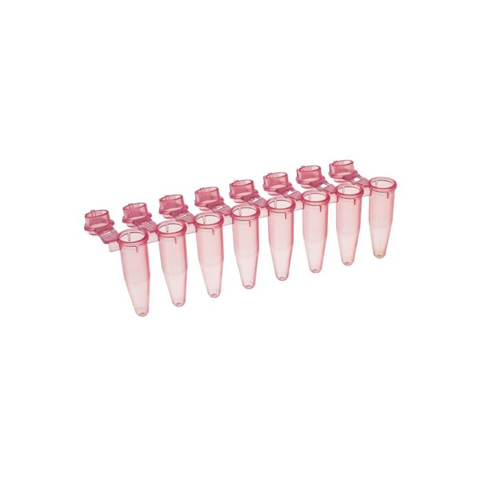 Simport T320-3R 8 x 0.2ml attached dome cap - red