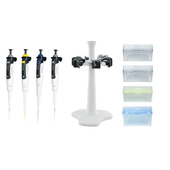 BRANDTECH Transferpette S Bundle 2, 4 pipettes: 2.5, 20, 200, 1000 ul, rack mounts, carousel, pipette tips