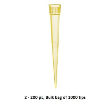 BrandTech Scientific Pipette tips,2-200uL,graduated, Bulk, case of 1000
