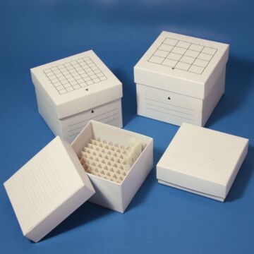 Globe Scientific 3 to 4mL Cryogenic Storage Box, Cardboard, 64 place, case/48 