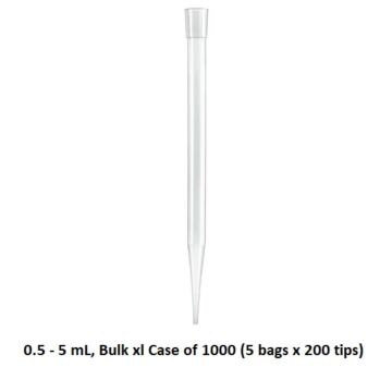 BrandTech Scientific Pipette tips, 0.5-5mL, Bulk xl, 200/pack