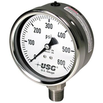 Ametek - US Gauge 656-356037  4"(100mm)Pressure Gauge,200PSI 1/2"NPT,Lower,Stem Mount