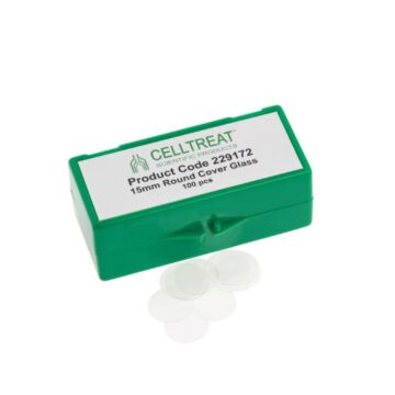 CellTreat 15mm Round Cover Glass, Fits 24 Well Plate, Sterile, 100/pack