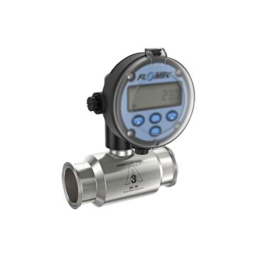 FLOMEC GSCPS-100-RT14 1" Stainless Steel 3A Sanitary G3A Flow Meter with RT14 Transmitter with Built-In Digital Display