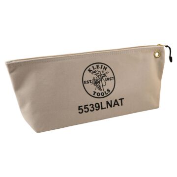 Klein Tools 5539LNAT Large Canvas Bag with Zipper Natural,18"L x 8"H x 3.5"W