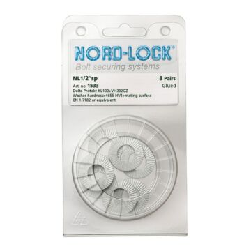 NORD-LOCK NL1/2 SP Wedge Locking Washers, 1/2", ID 0.53", OD 1", 100prs/bx