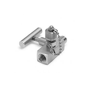 Ralston Instruments QTVF-000S Shut-off Valve, 1/4" MNPT x 1/4" FNPT with Male QT Test Port, Stainless Steel