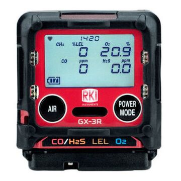 RKI Instruments GX-3R Four Gas Monitor, LEL/Oxy/H2S/CO