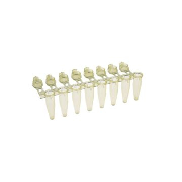 Simport 8 x 0.2ml attached flat cap - yellow, 125/pack