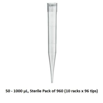 BrandTech Scientific Sterile tips 50-1000uL, graduated, TipBox, 960/pk