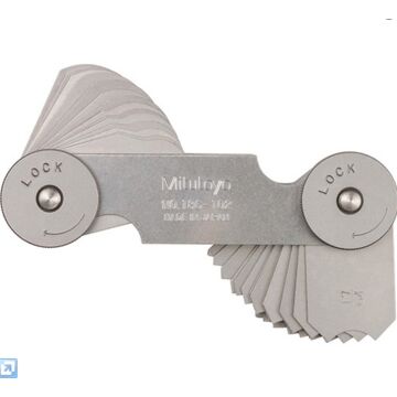 Mitutoyo 186-102 Radius Gage, 16 Pairs:17/64-1/2" by 64ths, 180 arc