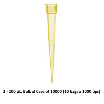 BrandTech Scientific Pipette tips, 2-200uL, graduated, Bulk xl, 1000/pack