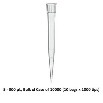 BrandTech Scientific Pipette tips, 5-300uL, graduated, Bulk xl, 1000/pack