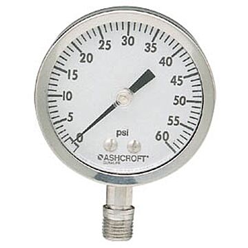 Ashcroft 25-1009-AW-02L-30INHGVAC 2.5" Pressure Gauge,30"hg/Vac DuraLife, 1/4npt Lower