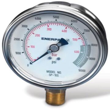 Enerpac GP10S Dual Pressure Gauge,1/2"NPTF 0-10,000PSI/0-700bar