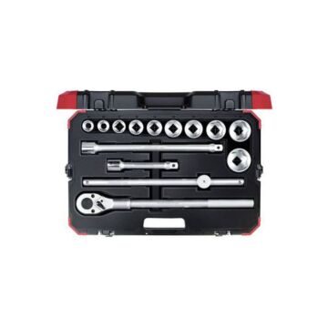 Gedore Red R78004014 14pc.Socket Set,22-50mm Extension,T-Bar,3/4"Drive