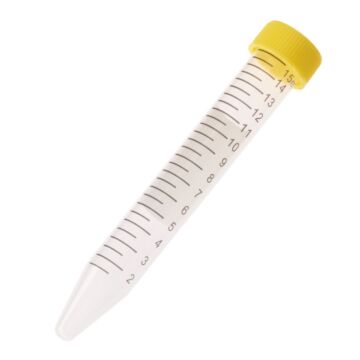 CellTreat 15mL Centrifuge Tube, Yellow Cap, Sterile, 500/cs