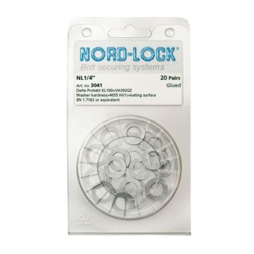 NORD-LOCK NL1/4 Wedge Locking Washers, 1/4", ID 0.28", OD 0.45", 200prs/bx