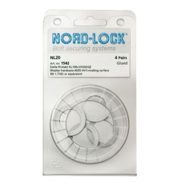 NORD-LOCK NL20 Wedge Locking Washers, M20, ID 0.84", OD 1.21", 100prs/bx