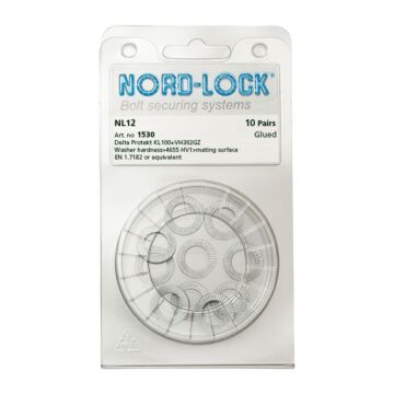 NORD-LOCK NL12 Wedge Locking Washers, M12, ID 0.51", OD 0.77", 200prs/bx