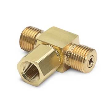Ralston Instruments QTHA-HSTB-1F Tee-male QT run x male QT run x 1/8" female NPT branch, Brass
