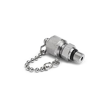 Ralston Instruments QTFT-3SS0 Male Quick-test Outlet Port with Cap & Chain, Stainless Steel