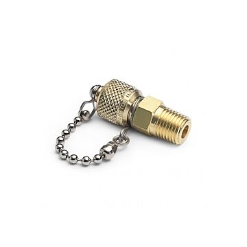 Ralston Instruments QTFT-1MB1 1/8" male NPT x male Quick-test, with check-valve, with cap and chain, Brass Adapter