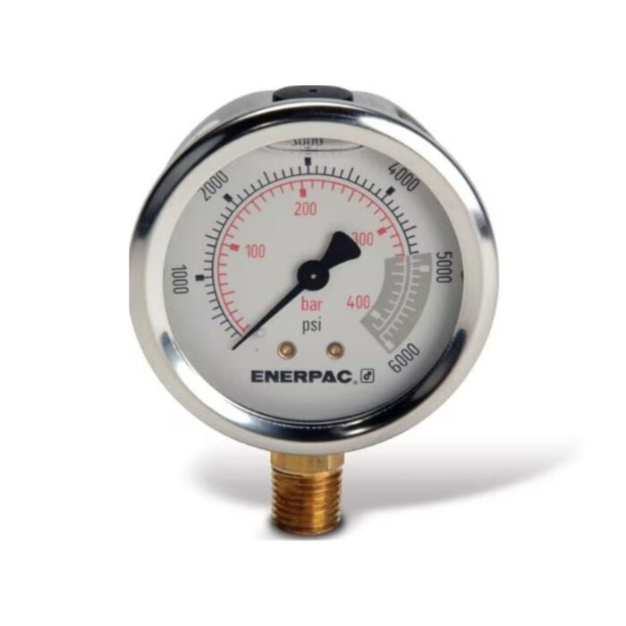 Enerpac G2517L Hydraulic Pressure Gauge, 2.50" Face, 6,000 maximum psi
