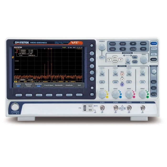 GW Instek MDO-2204EG 200MHz, 4-channel, DSO, Spectrum Analyzer, 25MHz AWG