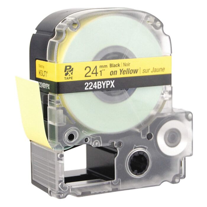 K-Sun 224BYPX Black on Yellow 1_ x 30_ LabelWorks PX Industrial Tape (Industrial) Polyester 