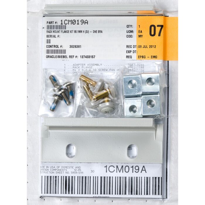 Keysight 1CM019A Rackmount Flange Kit, 88.1mm H (2U) 1 Bracket, 1/4-Module, Bracket