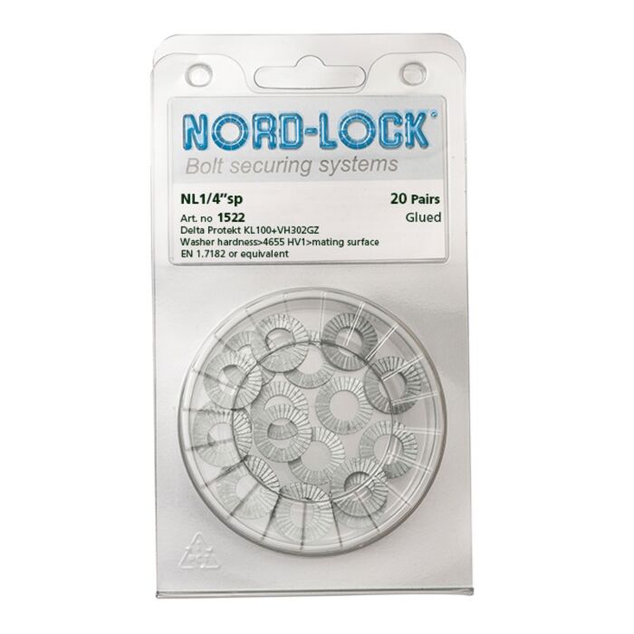 NORD-LOCK NL1/4"SP Wedge Locking Washers, 1/4",Zin ID 0.28