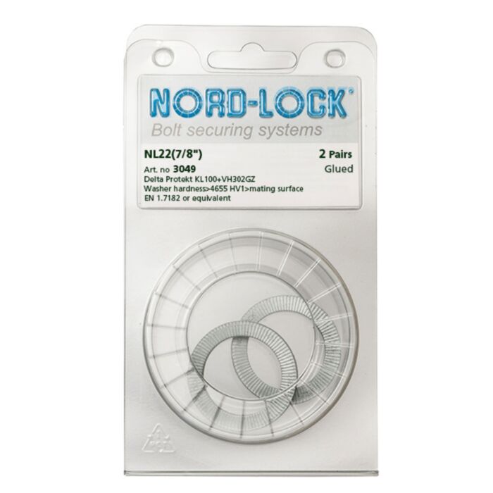 NORD-LOCK NL22 Wedge Locking Washers, 7/8"(M22), ID 0.92