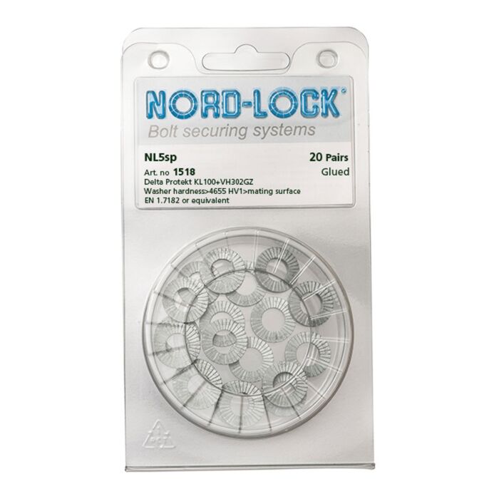 NORD-LOCK NL5SP Wedge Locking Washers, M5, ID 0.21